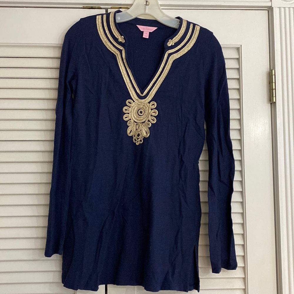 Lilly Pulitzer XS Navy with gold trim tunic